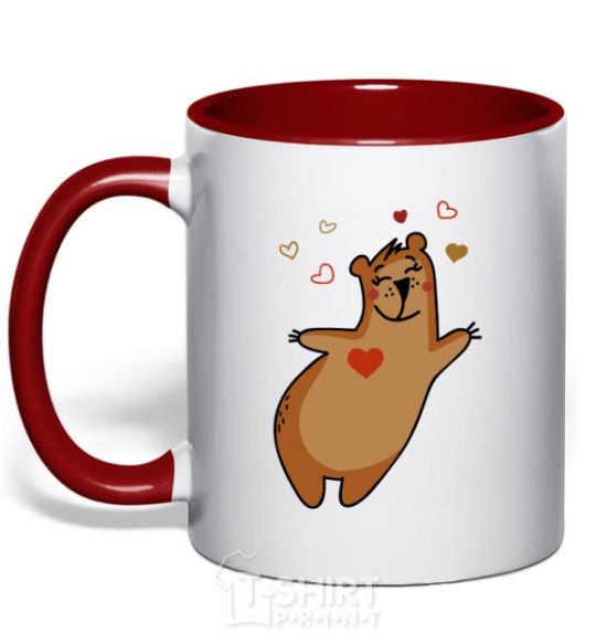 Mug with a colored handle Mama bear red фото
