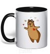 Mug with a colored handle Papa bear black фото
