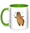 Mug with a colored handle Papa bear kelly-green фото