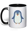 Mug with a colored handle Dad penguin black фото