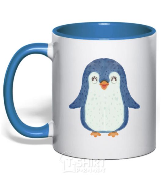 Чашка с цветной ручкой Dad penguin Ярко-синий фото