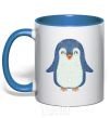 Mug with a colored handle Dad penguin royal-blue фото