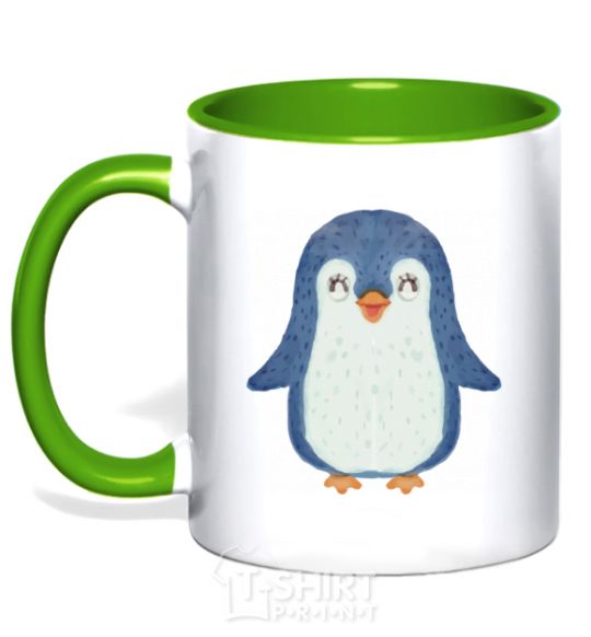Mug with a colored handle Dad penguin kelly-green фото