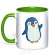 Mug with a colored handle Kid penguin kelly-green фото