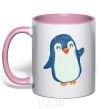 Mug with a colored handle Kid penguin light-pink фото