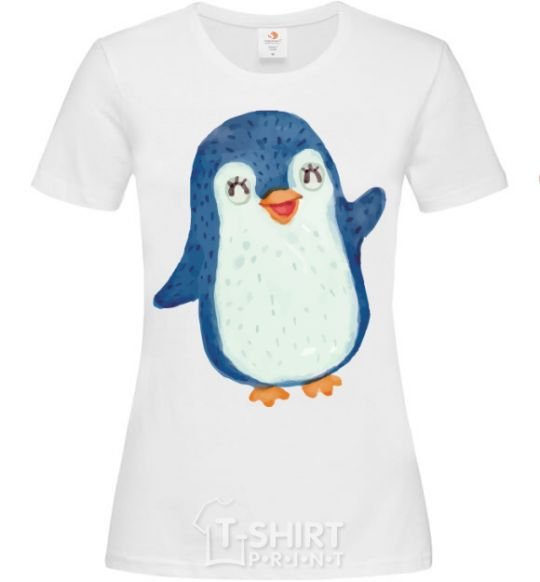Women's T-shirt Kid penguin White фото