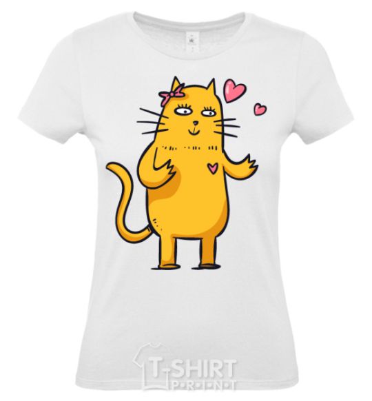 Women's T-shirt Cat girl love White фото