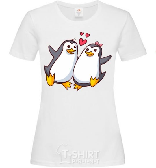 Women's T-shirt A pair of penguins White фото
