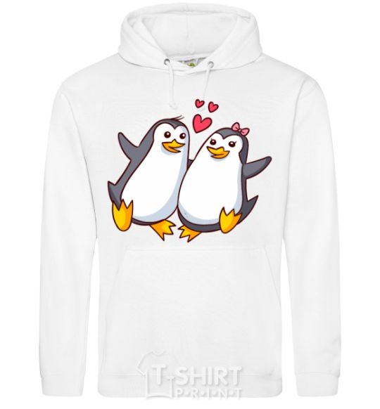 Men`s hoodie A pair of penguins White фото