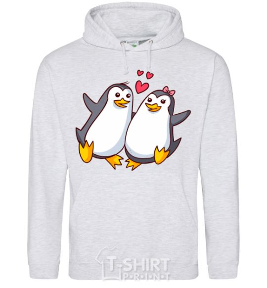 Men`s hoodie A pair of penguins sport-grey фото