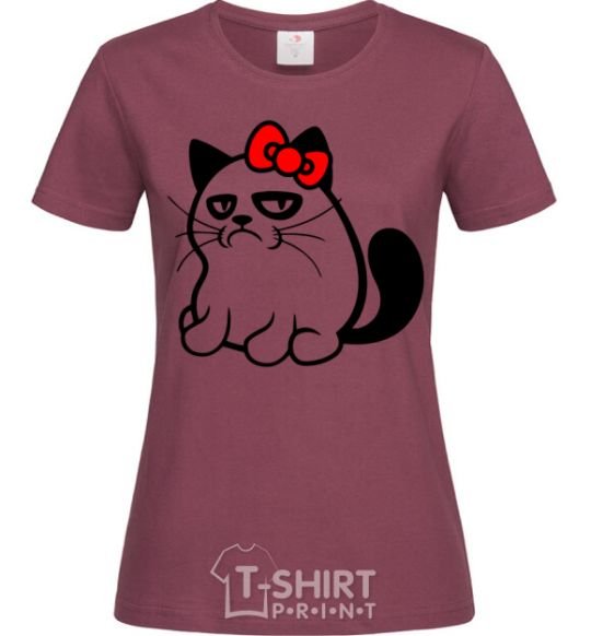 Women's T-shirt Grupy cat girl burgundy фото