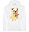 Men`s hoodie Love pug boy White фото