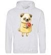 Men`s hoodie Love pug boy sport-grey фото