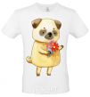 Men's T-Shirt Love pug boy White фото