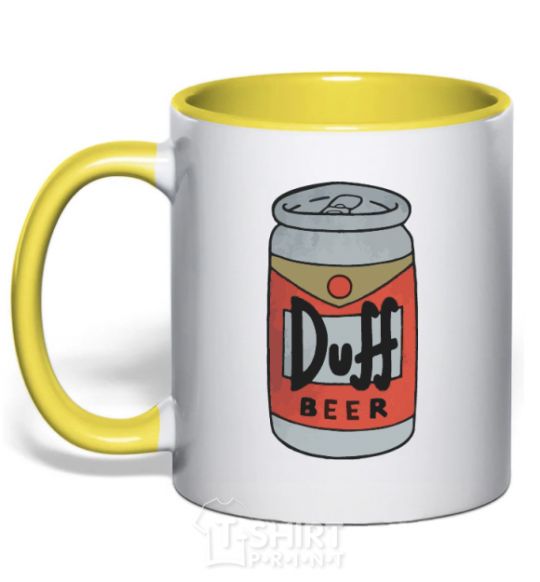 Mug with a colored handle Duff yellow фото