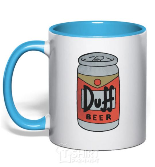 Mug with a colored handle Duff sky-blue фото