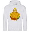 Men`s hoodie Homer's eating a burger sport-grey фото