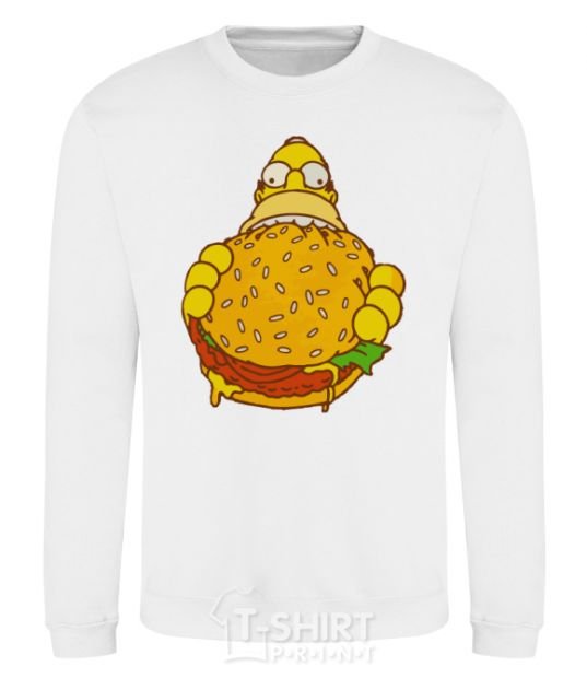 Sweatshirt Homer's eating a burger White фото
