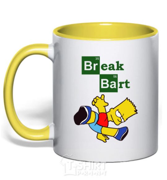 Mug with a colored handle Breack Bart yellow фото
