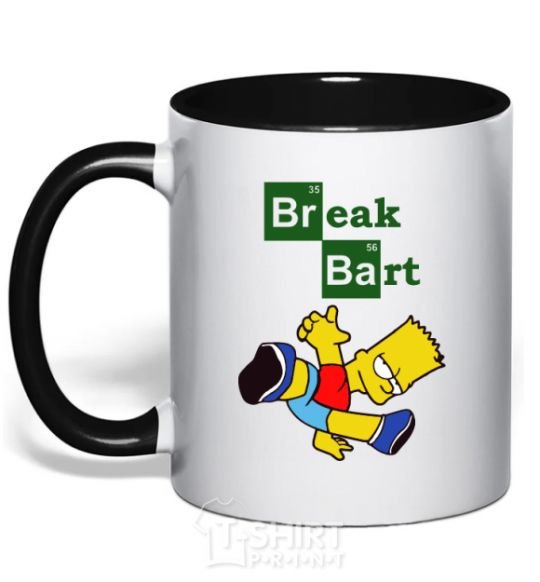 Mug with a colored handle Breack Bart black фото