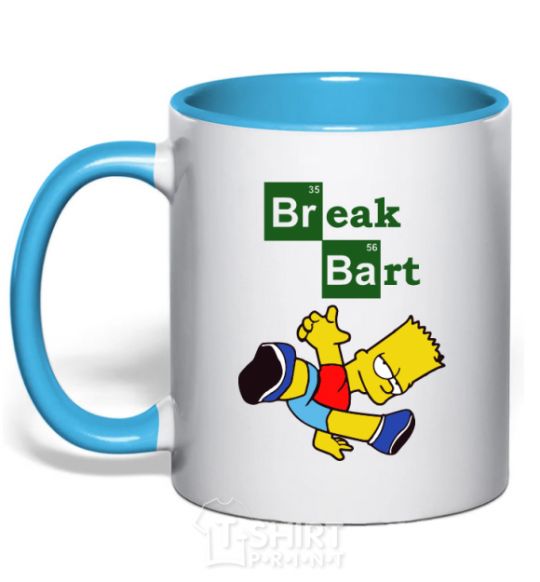 Mug with a colored handle Breack Bart sky-blue фото