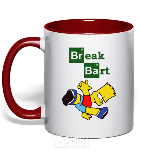 Mug with a colored handle Breack Bart red фото
