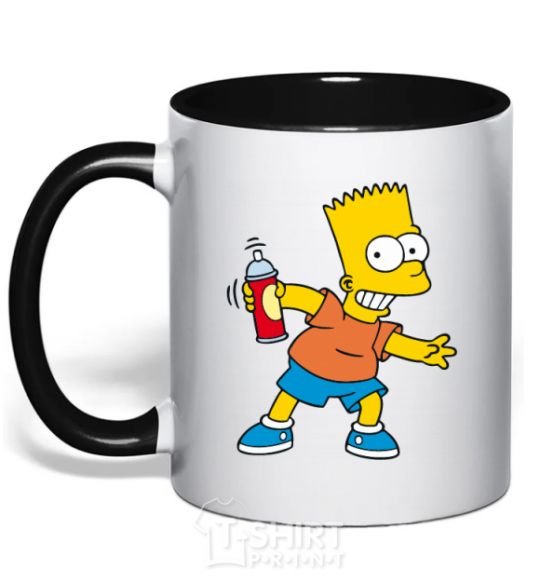 Mug with a colored handle Bart with a canister black фото