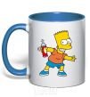 Mug with a colored handle Bart with a canister royal-blue фото