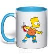 Mug with a colored handle Bart with a canister sky-blue фото