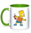 Mug with a colored handle Bart with a canister kelly-green фото