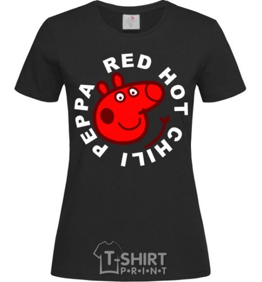 Women's T-shirt Red hot chili peppa black фото