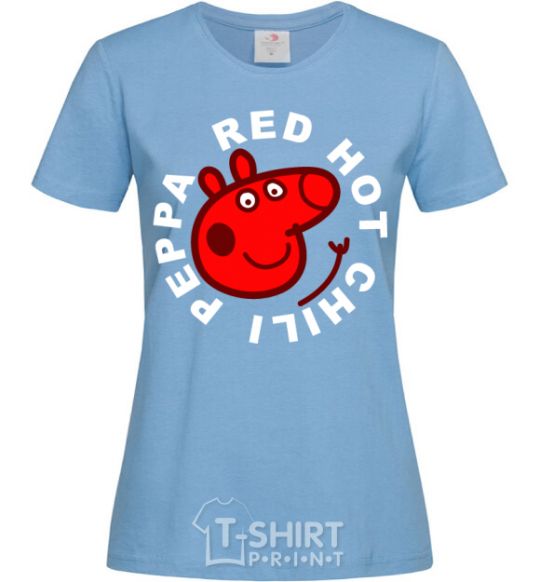 Women's T-shirt Red hot chili peppa sky-blue фото