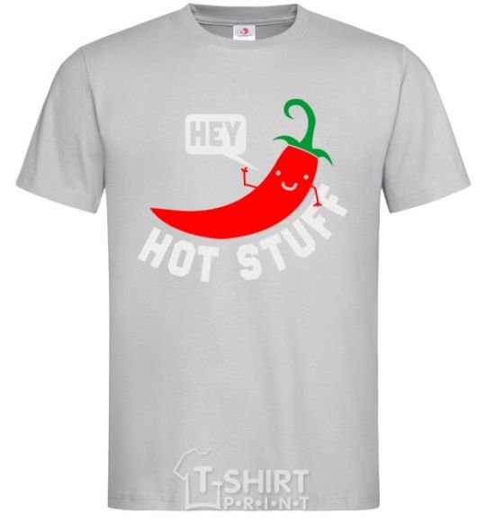 Мужская футболка Hey hot stuff Серый фото