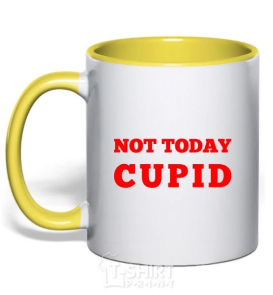 Чашка с цветной ручкой Not today cupid Солнечно желтый фото