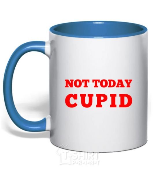 Чашка с цветной ручкой Not today cupid Ярко-синий фото