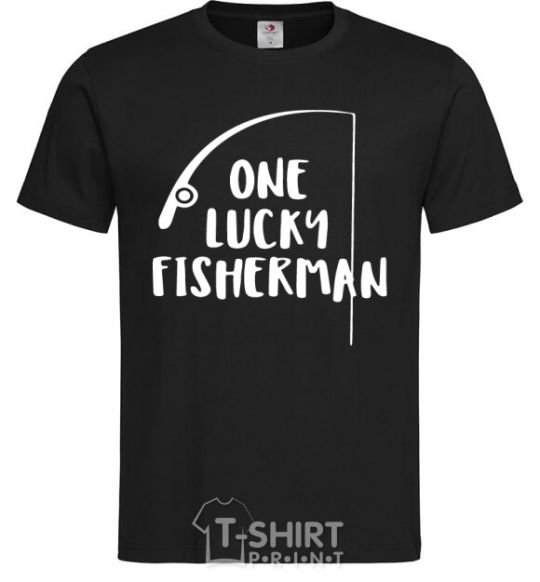 Men's T-Shirt One lucky fisherman black фото