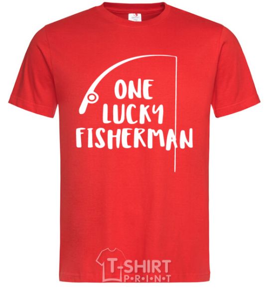 Men's T-Shirt One lucky fisherman red фото