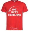 Men's T-Shirt One lucky fisherman red фото