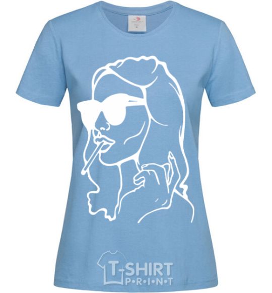 Women's T-shirt Retro woman sky-blue фото