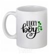 Ceramic mug Lucky boy White фото