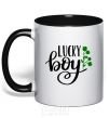 Mug with a colored handle Lucky boy black фото