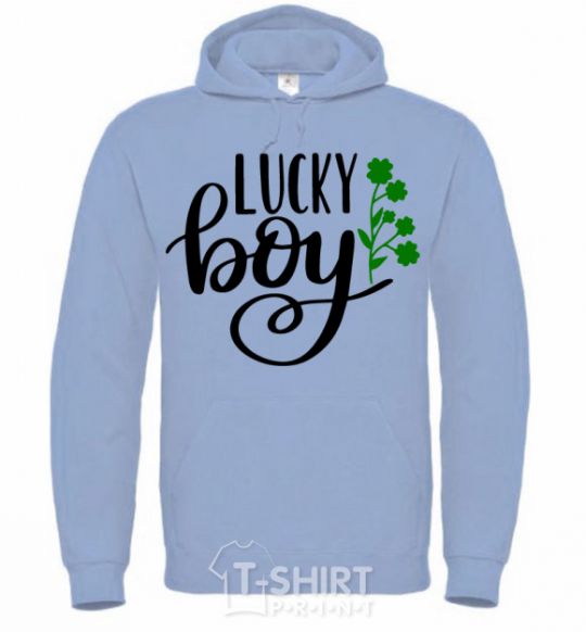 Men`s hoodie Lucky boy sky-blue фото