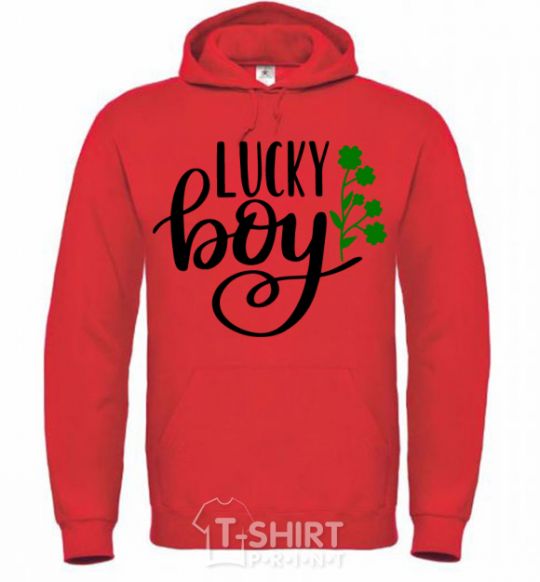 Men`s hoodie Lucky boy bright-red фото