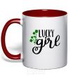 Чашка с цветной ручкой Lucky girl Красный фото