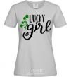 Women's T-shirt Lucky girl grey фото