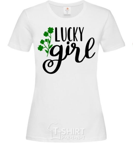 Women's T-shirt Lucky girl White фото