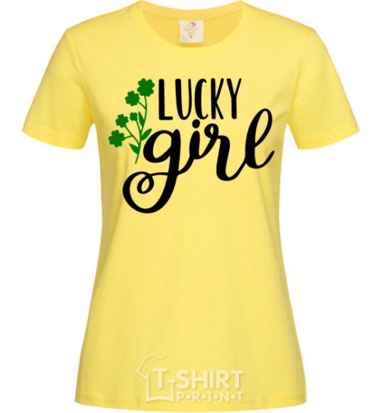 Women's T-shirt Lucky girl cornsilk фото
