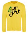 Sweatshirt Lucky girl yellow фото