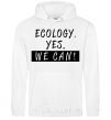 Мужская толстовка (худи) Ecology yes we can Белый фото