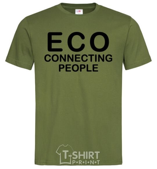 Мужская футболка ECO connecting people Оливковый фото